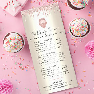 Pink Glitter Drips Chocolate Dessert Gold Menu