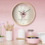 Pink Glitter Drips Cupcake Bakery Pastry Chef Gold Clock