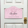 Pink glitter drips custom monogram name  door sign