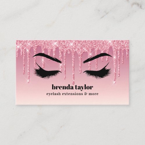 Pink Glitter Drips Eyelash  Browbar professional  Business Card