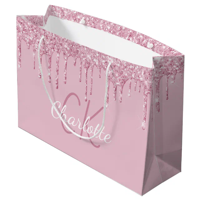 LARGE GLITTER STRIPE BAG. - HOT PINK