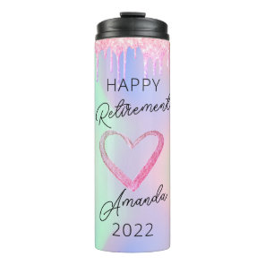Pink Glitter Drips Retirement Gift For Her Thermal Tumbler