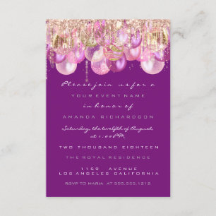 Pink Glitter Drips Rose Magenta Bridal Sweet 16th Invitation