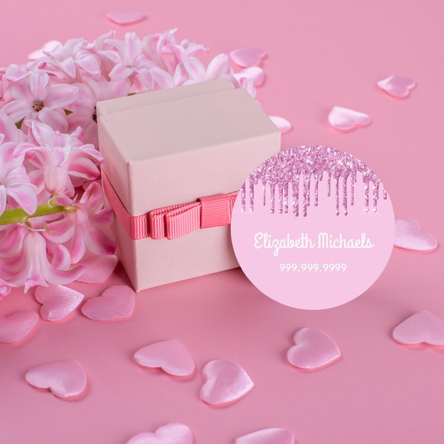 Pink glitter drips white name girl labels (Creator Uploaded)