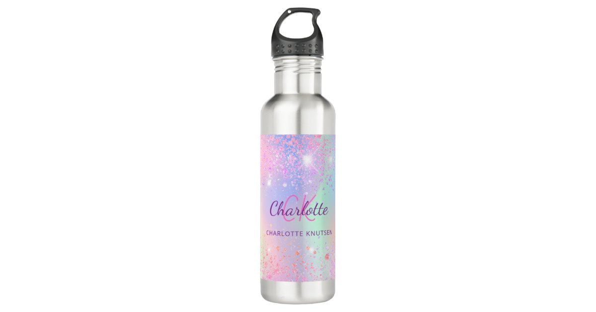 8 Oz Personalized Stainless Steel Baby Bottle-glitter Dripped Rainbow 