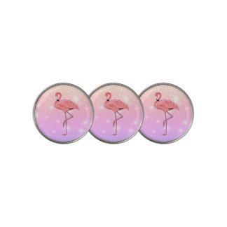 Pink Glitter Effect Flamingo Golf Ball Marker