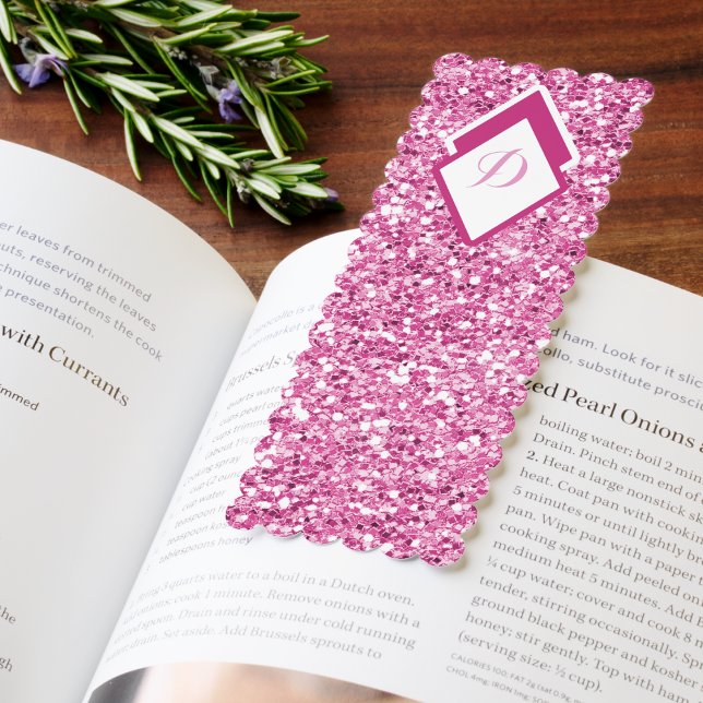 Pink Glitter Elegant Monogram  Bookmarks (Creator Uploaded)