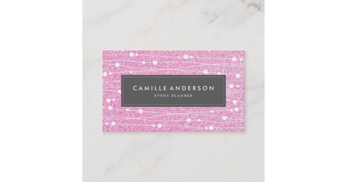 Pink Glitter Event Planner Business Card Template Zazzle