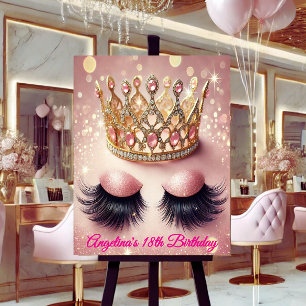 Pink Glitter Eyelashes Crown Poster