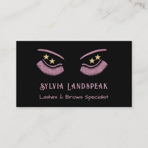Pink Glitter Eyelashes for Lash Technician Business Card