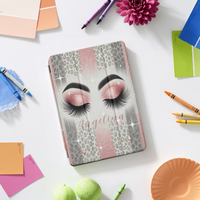  Pink Glitter Eyelashes  iPad Pro Cover (Desk)