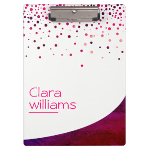 Pink Glitter Faux Sparkle Confetti Modern Clipboard