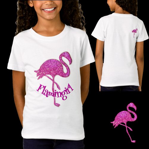 Pink glitter flamingo _ customizable text T_Shirt