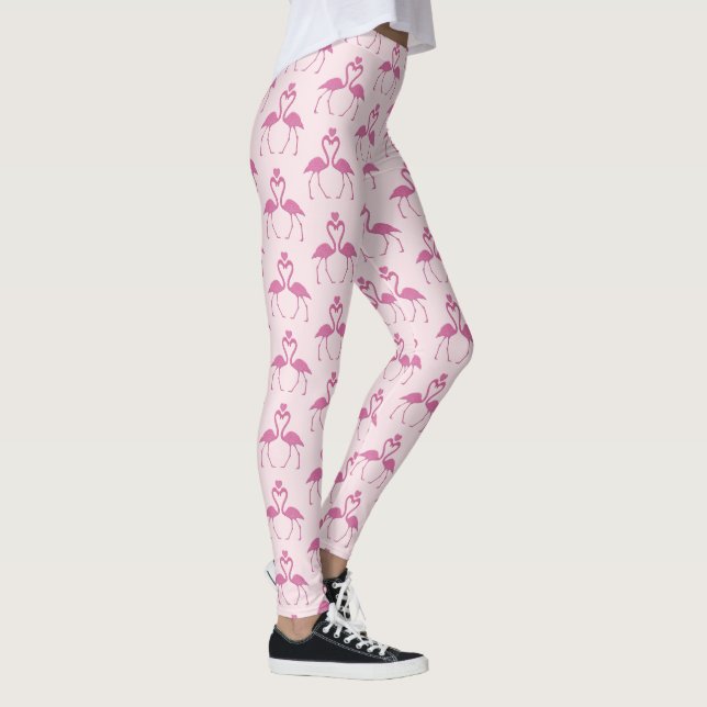 Pink Glitter Flamingo Valentine's Day Leggings (Right)
