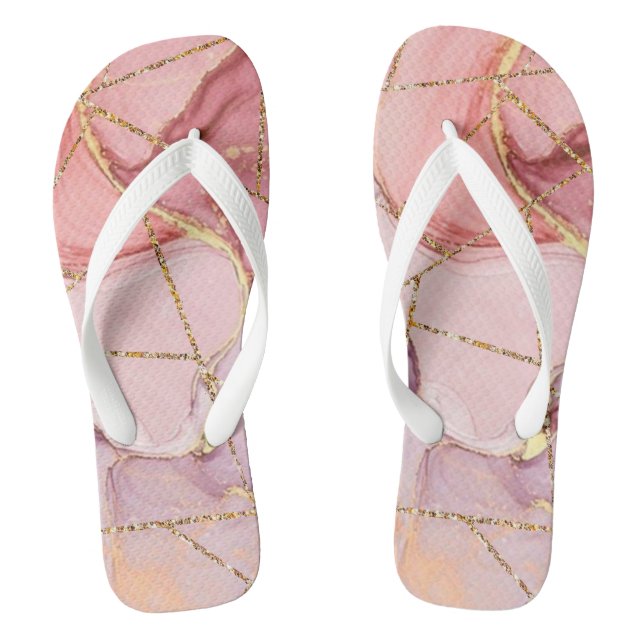 Pink Glitter Flip Flops (Footbed)
