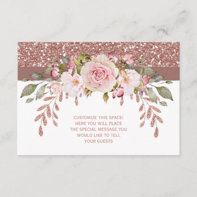 Pink Glitter Floral Enclosure Card (Front)