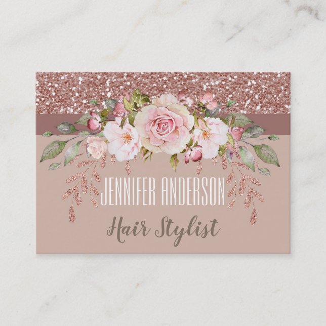 Pink Glitter Floral Hairdresser Salon Appointment (Front)