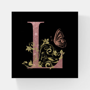 Pink Glitter Floral Letter L Paperweight