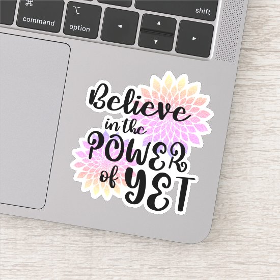 Pink Glitter Floral Mandala Believe Typography Sticker