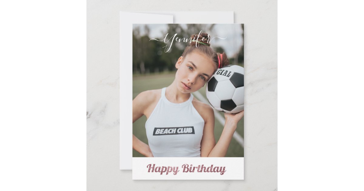 pink glitter football lover girl happy birthday | Zazzle