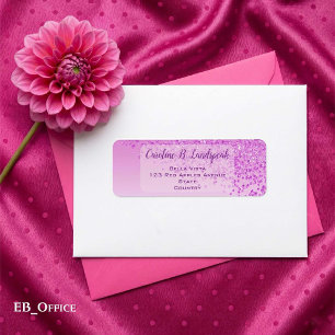 Pink Glitter Frosted Elegant Return Address Label