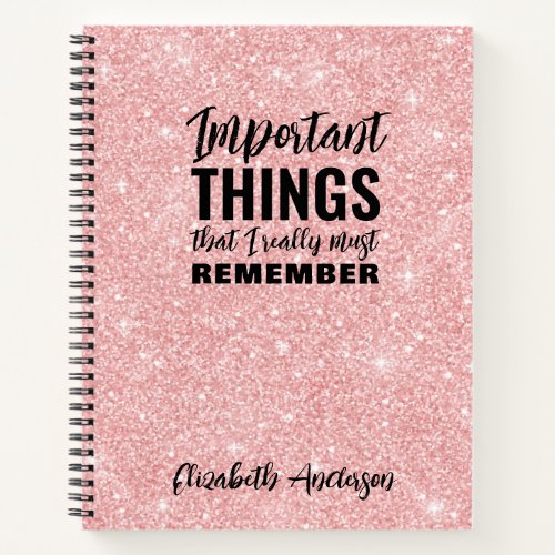 Pink Glitter Funny Quote to do list Notebook