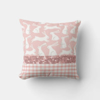 Pink Glitter Gingham Plaid Rabbits