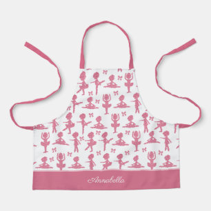 Pink Glitter Girl Ballerina Ballet Pattern Kitchen Apron