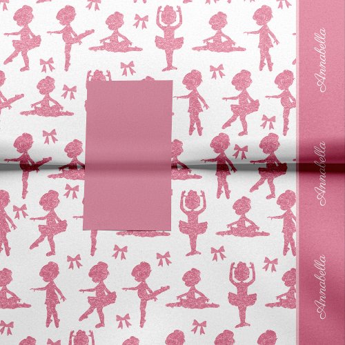 Pink Glitter Girl Ballerina Pattern Birthday Party Tissue Paper