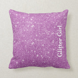 Pink Glitter Girl Show Your Glamours Sparkle Throw Pillow