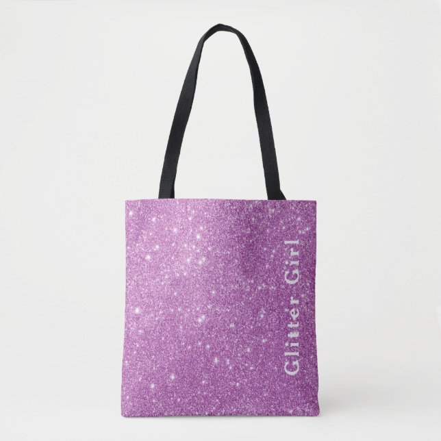 Pink Glitter Girl Show Your Glamours Sparkle Tote Bag (Front)