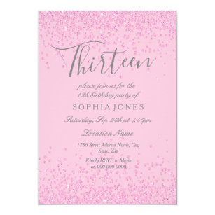 girls 13th birthday invitations zazzle