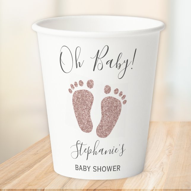 Pink Glitter Girl's Baby Shower Paper Cups (Creator Uploaded)