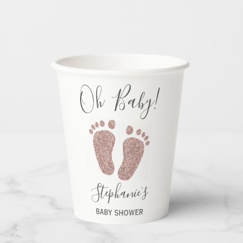 Pink Glitter Girls Baby Shower Paper Cups