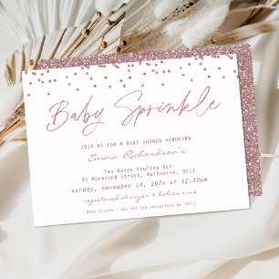 Pink Glitter Girls Baby Sprinkles Baby Shower Invitation