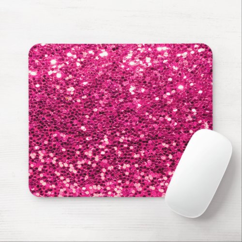 Pink Glitter Girly Modern Sparkle Bling Office Mouse Pad