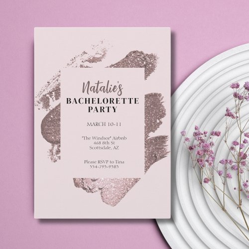 Pink Glitter Glam Bachelorette Party Invitation