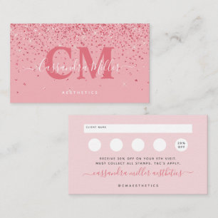 Pink Glitter Glam Beauty Aesthetics Loyalty & Business Card