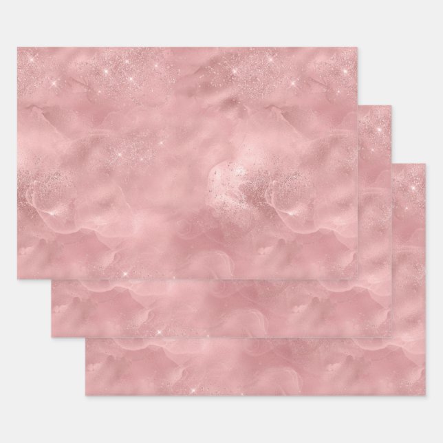 Pink Glitter Glam Bling Trendy Stylish For her Wra Wrapping Paper Sheets (Set)