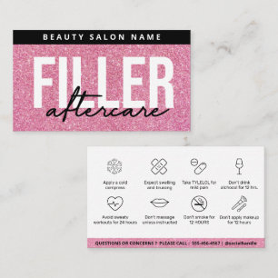 Pink Glitter Glam Filler Aftercare Guide Business Card
