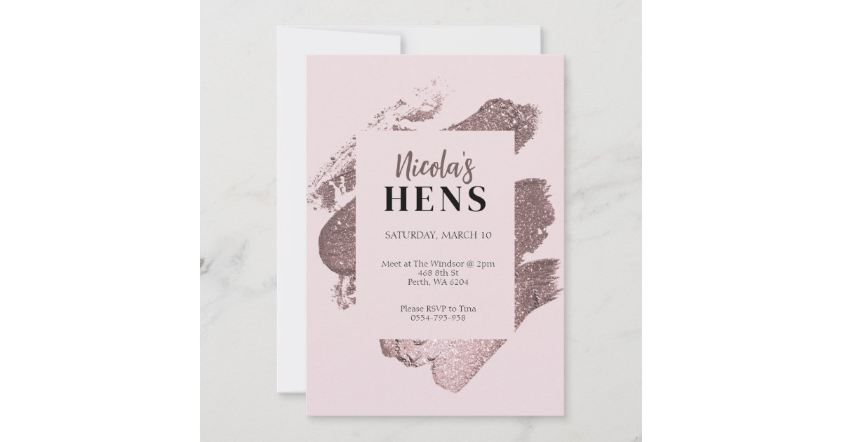 Pink Glitter Glam Hens Party Invitation Itinerary Zazzle