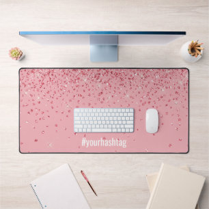 Pink Glitter Glam with Your Hashtag Desk Mat