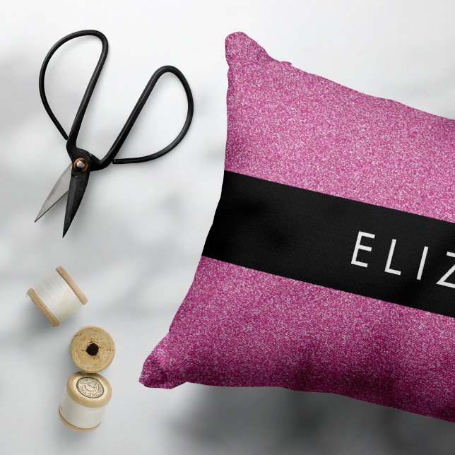 Pink Glitter, Glitter Background, Your Name Accent Pillow (Creator Uploaded)