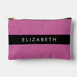 Pink Glitter, Glitter Background, Your Name Accessory Pouch