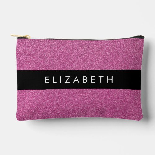 Pink Glitter Glitter Background Your Name Accessory Pouch