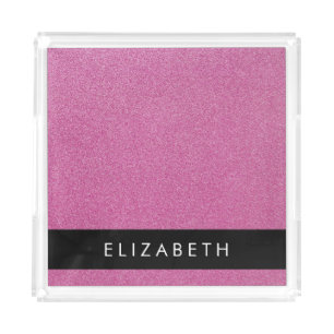 Pink Glitter, Glitter Background, Your Name Acrylic Tray