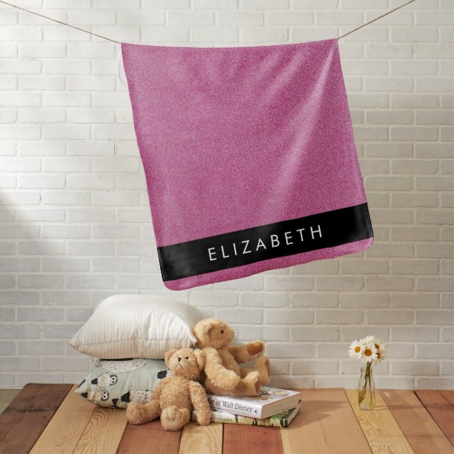 Pink Glitter, Glitter Background, Your Name Baby Blanket (In Situ)