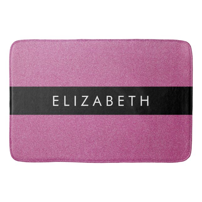 Pink Glitter, Glitter Background, Your Name Bath Mat (Front)