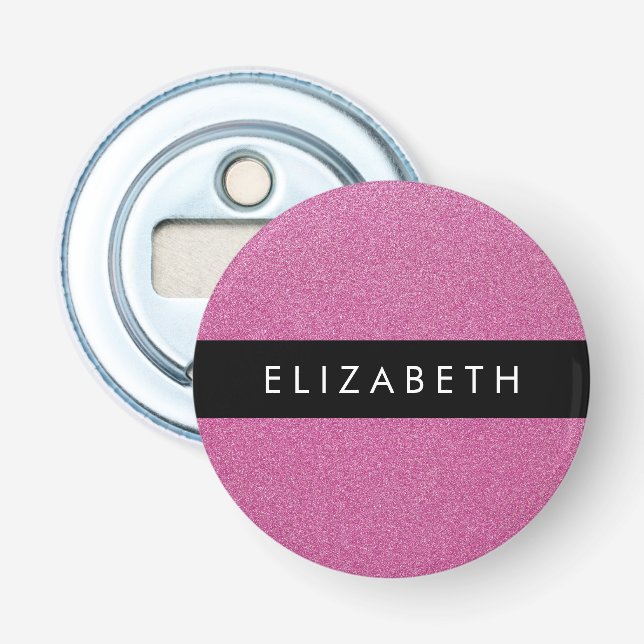 Pink Glitter, Glitter Background, Your Name Bottle Opener (Front)