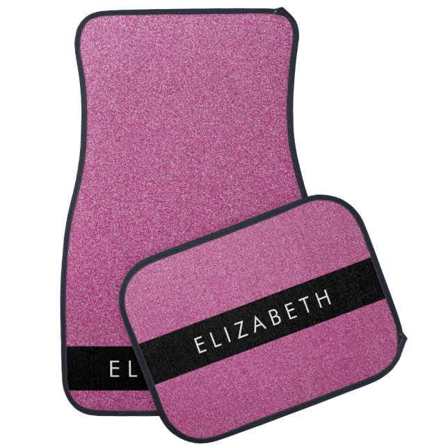 Pink Glitter, Glitter Background, Your Name Car Floor Mat (Set)